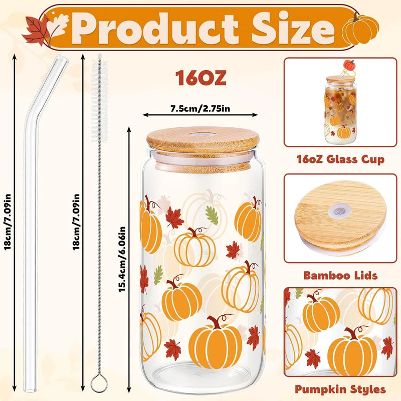 Pumpkin Glass Cup With Lid